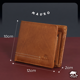 MAURO Tradesman Trifold Series Men's Genuine Leather Wallet 08J4DP239A