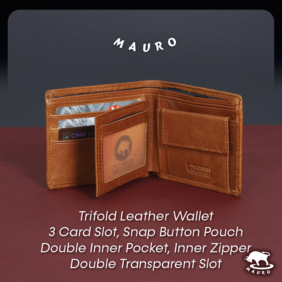 MAURO Tradesman Trifold Series Men's Genuine Leather Wallet 08J4DP239A