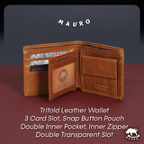 MAURO Tradesman Trifold Series Men's Genuine Leather Wallet 08J4DP239A
