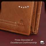 MAURO Tradesman Trifold Series Men's Genuine Leather Wallet 08J4DP239A