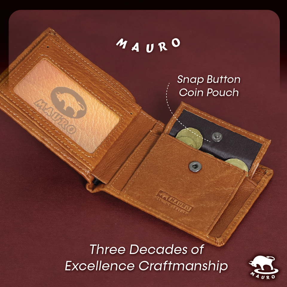 MAURO Tradesman Trifold Series Men's Genuine Leather Wallet 08J4DP239A