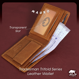MAURO Tradesman Trifold Series Men's Genuine Leather Wallet 08J4DP239A