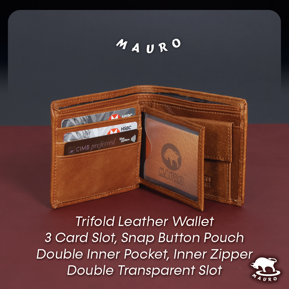 MAURO Tradesman Trifold Series Men's Genuine Leather Wallet 08J4DP239A