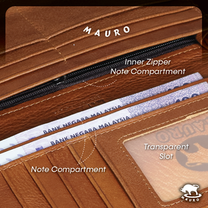 MAURO Classic Trifold Series Men's Genuine Leather Wallet 08J4DP279A