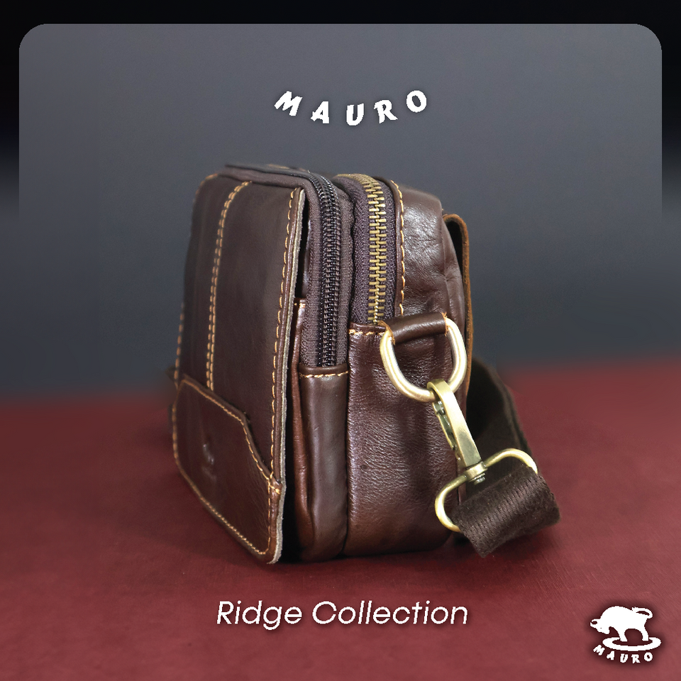 MAURO Heritage Pouch Bag Series Genuine Leather Sling Bag Cross Body Leather Bag Retro Vintage Leather 08F4FJ6526