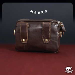 MAURO Heritage Pouch Bag Series Genuine Leather Sling Bag Cross Body Leather Bag Retro Vintage Leather 08F4FJ6526
