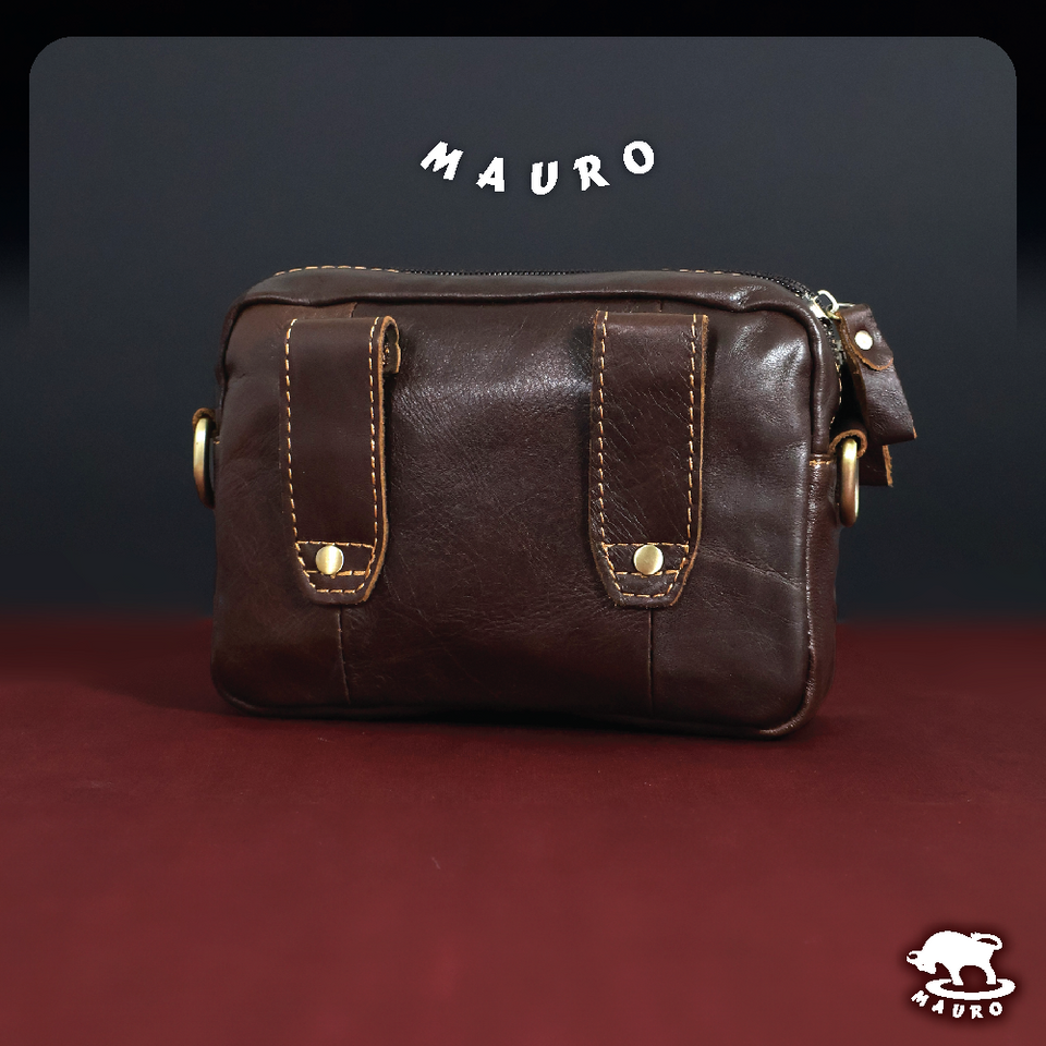 MAURO Heritage Pouch Bag Series Genuine Leather Sling Bag Cross Body Leather Bag Retro Vintage Leather 08F4FJ6526