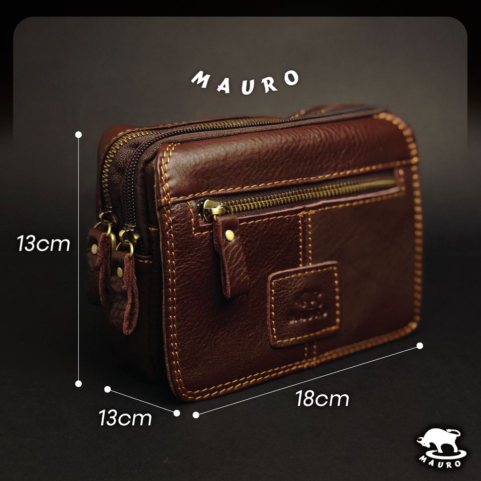 MAURO Heritage Pouch Bag Series Genuine Leather Sling Bag Cross Body Leather Bag Retro Vintage Leather 08F4FJ6610