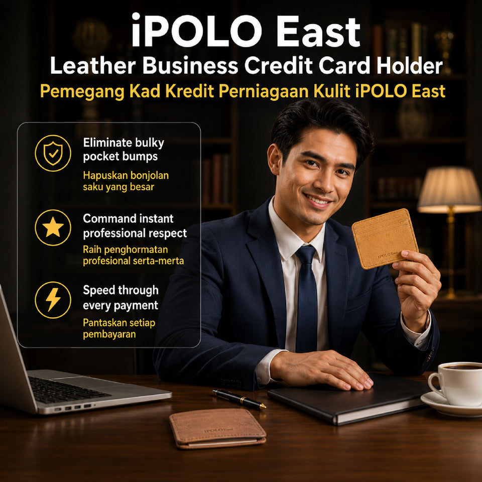 iPOLO East Personalised Leather Card Holder Business Card Holder Credit Card Holder Name Card Holder Dompet Kad Wallet